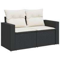 vidaXL 8-tlg. Garten-Sofagarnitur mit Kissen Schwarz Poly Rattan