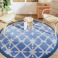 vidaXL Outdoor-Teppich Blau und Weiß Ø200 cm PP