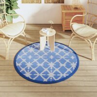 vidaXL Outdoor-Teppich Blau und Wei&szlig; &Oslash;120 cm PP