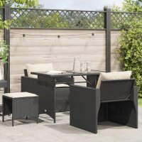 vidaXL 4-tlg. Garten-Sofagarnitur mit Kissen Schwarz Poly...