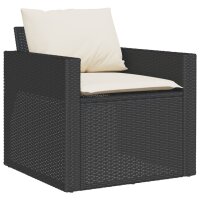 vidaXL 4-tlg. Garten-Sofagarnitur mit Kissen Schwarz Poly Rattan