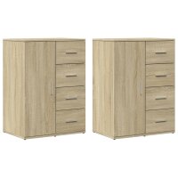 vidaXL Sideboards 2 Stk. Sonoma-Eiche 59x39x80 cm Holzwerkstoff