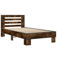 vidaXL Bettgestell R&auml;uchereiche 75x190 cm Holzwerkstoff und Metall