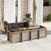 vidaXL 8-tlg. Garten-Sofagarnitur mit Kissen Grau Poly Rattan