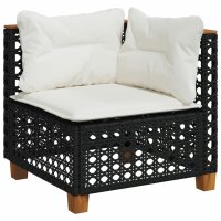 vidaXL 4-tlg. Garten-Sofagarnitur mit Kissen Schwarz Poly Rattan