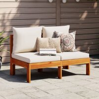 vidaXL Gartensofa ohne Armlehnen mit Kissen 2-Sitzer...