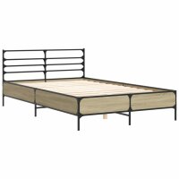 vidaXL Bettgestell Sonoma-Eiche 120x190 cm Holzwerkstoff und Metall