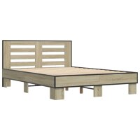 vidaXL Bettgestell Sonoma-Eiche 140x190 cm Holzwerkstoff und Metall