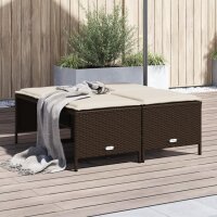 vidaXL Gartenhocker mit Kissen 4 Stk. Braun Poly Rattan