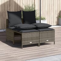 vidaXL 4-tlg. Garten-Sofagarnitur mit Kissen Grau Poly...