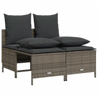 vidaXL 4-tlg. Garten-Sofagarnitur mit Kissen Grau Poly...