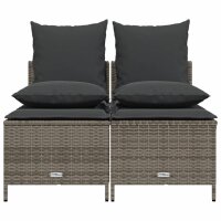 vidaXL 4-tlg. Garten-Sofagarnitur mit Kissen Grau Poly Rattan