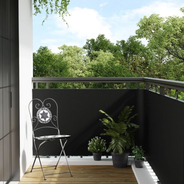 vidaXL Balkon-Sichtschutz Schwarz 400x100 cm Poly Rattan