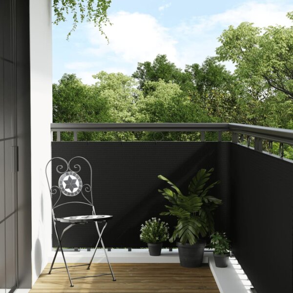 vidaXL Balkon-Sichtschutz Schwarz 500x90 cm Poly Rattan