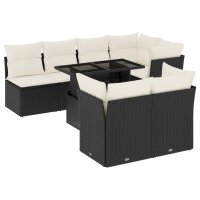 vidaXL 8-tlg. Garten-Sofagarnitur mit Kissen Schwarz Poly Rattan