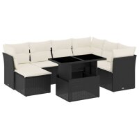 vidaXL 8-tlg. Garten-Sofagarnitur mit Kissen Schwarz Poly Rattan