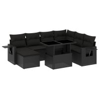 vidaXL 9-tlg. Garten-Sofagarnitur mit Kissen Schwarz Poly Rattan