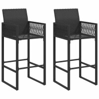 vidaXL Garten-Barhocker 2 Stk. Schwarz Poly Rattan