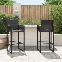 vidaXL Garten-Barhocker 2 Stk. Schwarz Poly Rattan