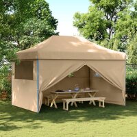 vidaXL Partyzelt Faltbar Pop-Up mit 4 Seitenteilen Beige