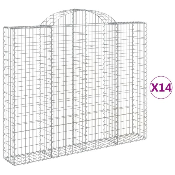 vidaXL Gabionen mit Hochbogen 14 Stk 200x30x160/180cm Verzinktes Eisen