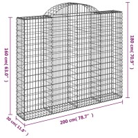 vidaXL Gabionen mit Hochbogen 14 Stk 200x30x160/180cm Verzinktes Eisen