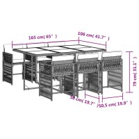 vidaXL 7-tlg. Garten-Essgruppe mit Kissen Schwarz Poly Rattan