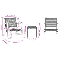 vidaXL 3-tlg. Bistro-Set Schwarz Poly Rattan und Massivholz Akazie