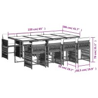 vidaXL 9-tlg. Garten-Essgruppe mit Kissen Schwarz Poly Rattan