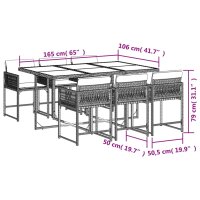 vidaXL 7-tlg. Garten-Essgruppe mit Kissen Schwarz Poly Rattan