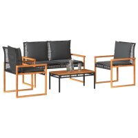 vidaXL 4-tlg. Garten-Lounge-Set mit Kissen Schwarz Poly...