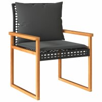 vidaXL 4-tlg. Garten-Lounge-Set mit Kissen Schwarz Poly Rattan