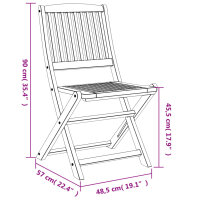 vidaXL Gartenst&uuml;hle 2 Stk. Klappbar 57x48,5x90 cm Massivholz Akazie