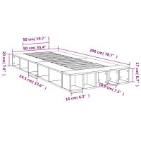 vidaXL Bettgestell Braun Eichen-Optik 90x200 cm Holzwerkstoff