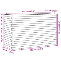 vidaXL Pflanzk&uuml;bel Wachsbraun 110x40x72,5 cm Massivholz Kiefer