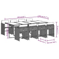 vidaXL 9-tlg. Garten-Essgruppe mit Kissen Hellgrau Poly Rattan