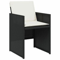 vidaXL 17-tlg. Garten-Essgruppe mit Kissen Schwarz Poly Rattan