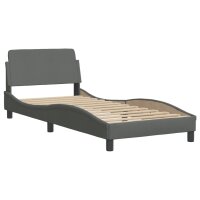 vidaXL Bett mit Matratze Dunkelgrau 80x200 cm Stoff