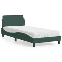 vidaXL Bett mit Matratze Dunkelgrün 90x190 cm Samt