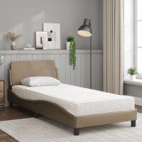 vidaXL Bett mit Matratze Cappuccino-Braun 90x190 cm Kunstleder
