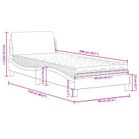 vidaXL Bett mit Matratze Blau 90x200 cm Samt