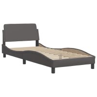 vidaXL Bett mit Matratze Grau 90x200 cm Kunstleder