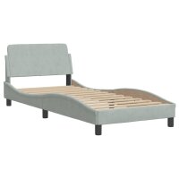 vidaXL Bett mit Matratze Hellgrau 90x200 cm Samt