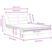 vidaXL Bett mit Matratze Hellgrau 120x200 cm Stoff