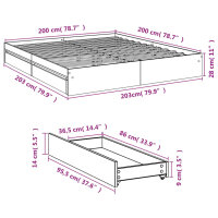 vidaXL Bettgestell mit Schubladen Sonoma-Eiche 200x200cm Holzwerkstoff