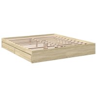 vidaXL Bettgestell mit Schubladen Sonoma-Eiche 200x200cm Holzwerkstoff
