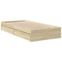 vidaXL Bettgestell mit Schubladen Sonoma-Eiche 100x200cm Holzwerkstoff