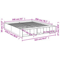 vidaXL Bettgestell R&auml;uchereiche 160x200 cm Holzwerkstoff