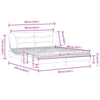 vidaXL Bett mit Matratze Hellgrau 180x200 cm Stoff