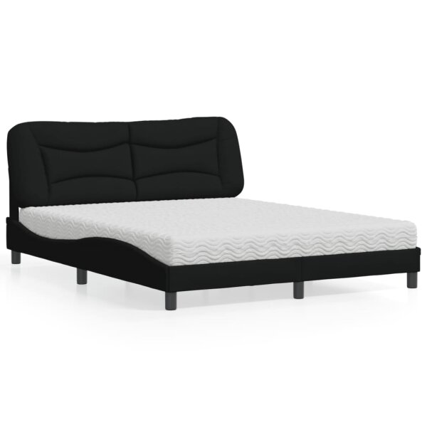 vidaXL Bett mit Matratze Schwarz 160x200 cm Stoff